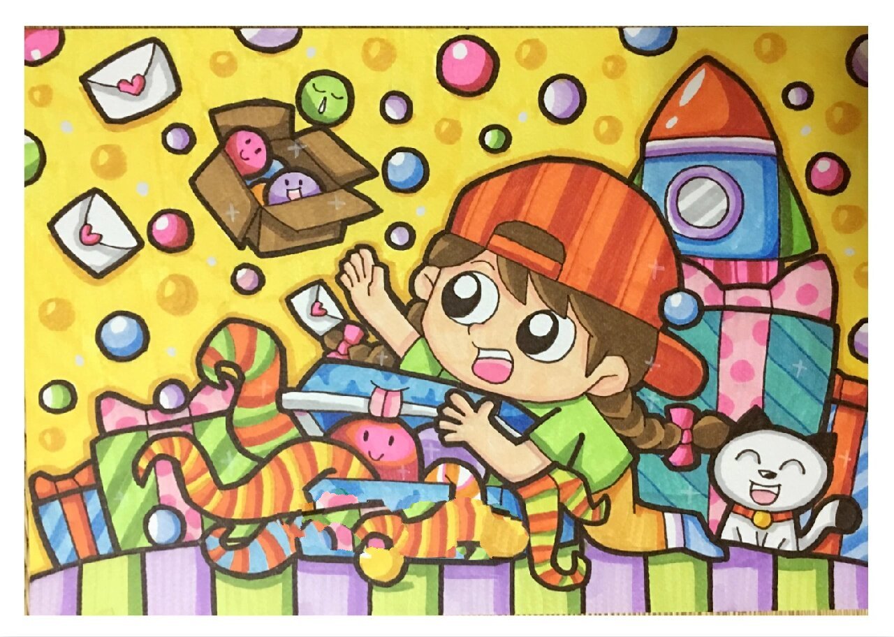 简笔画 蜡笔画 童年 人物