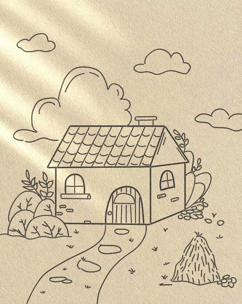 乡下房子简笔画 乡村图片