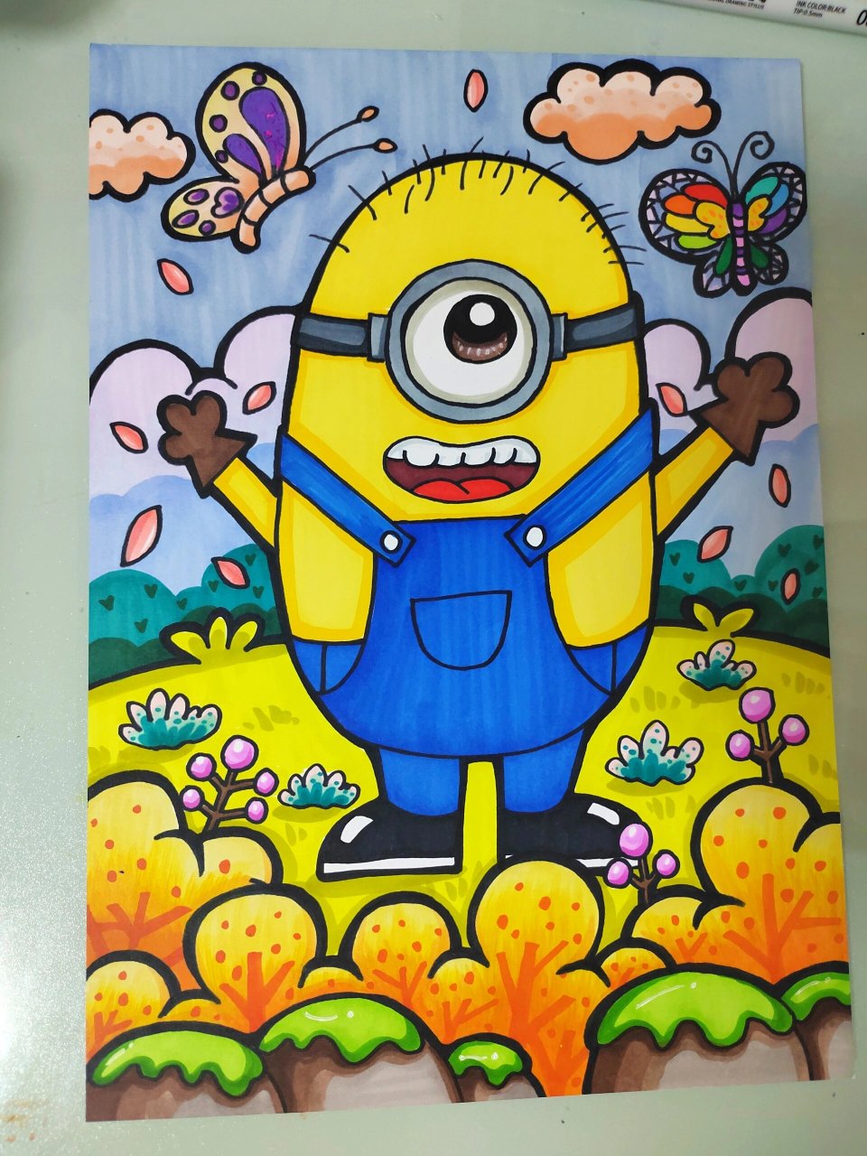 小黄人 马克笔手绘动漫人物,儿童画