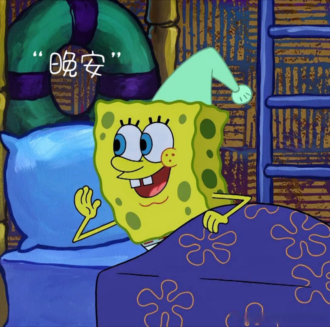 海绵宝宝和派大星跟大家说晚安啦#晚安##德阳科贸职业学院