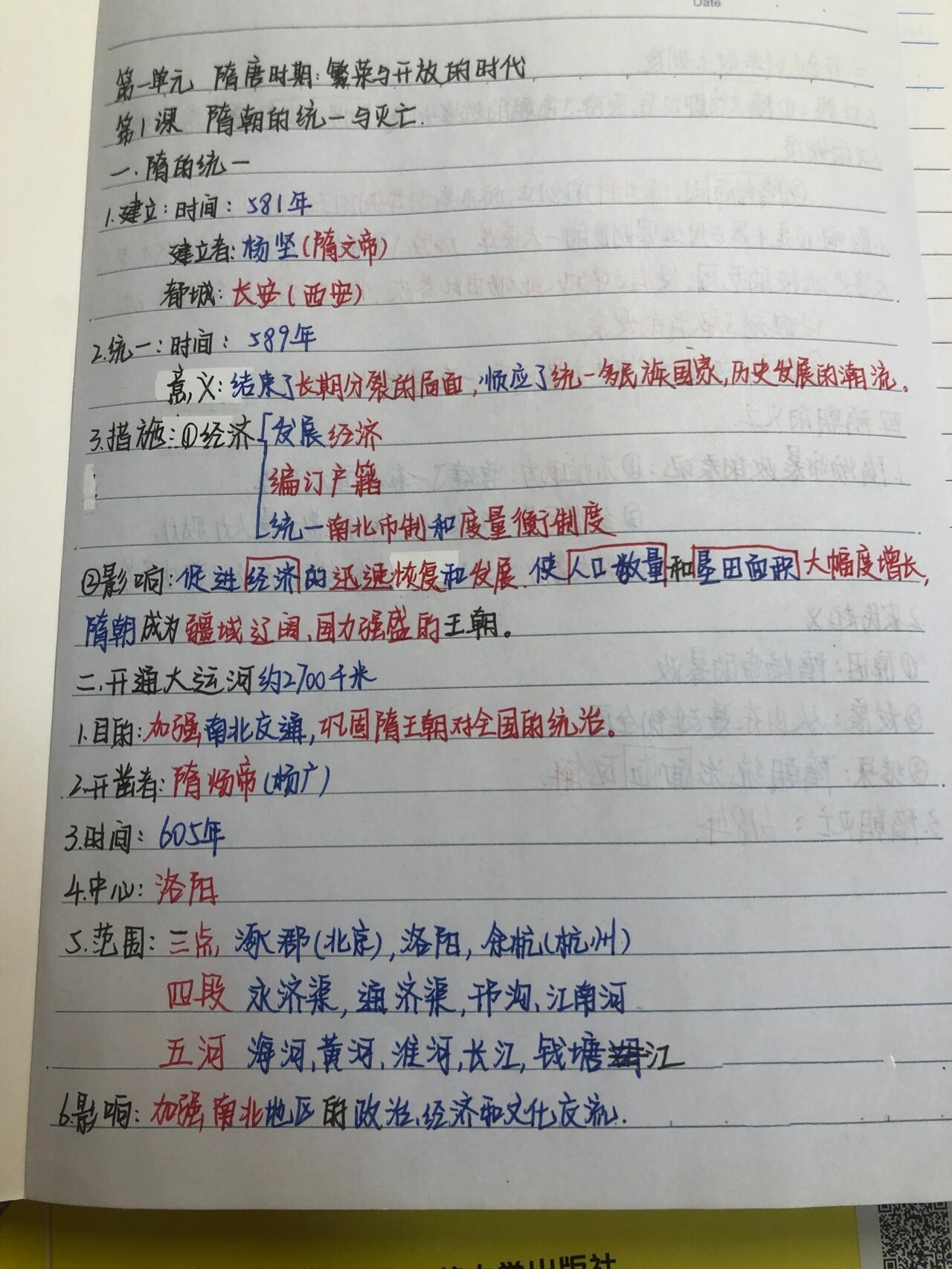 历史笔记 七年级下册