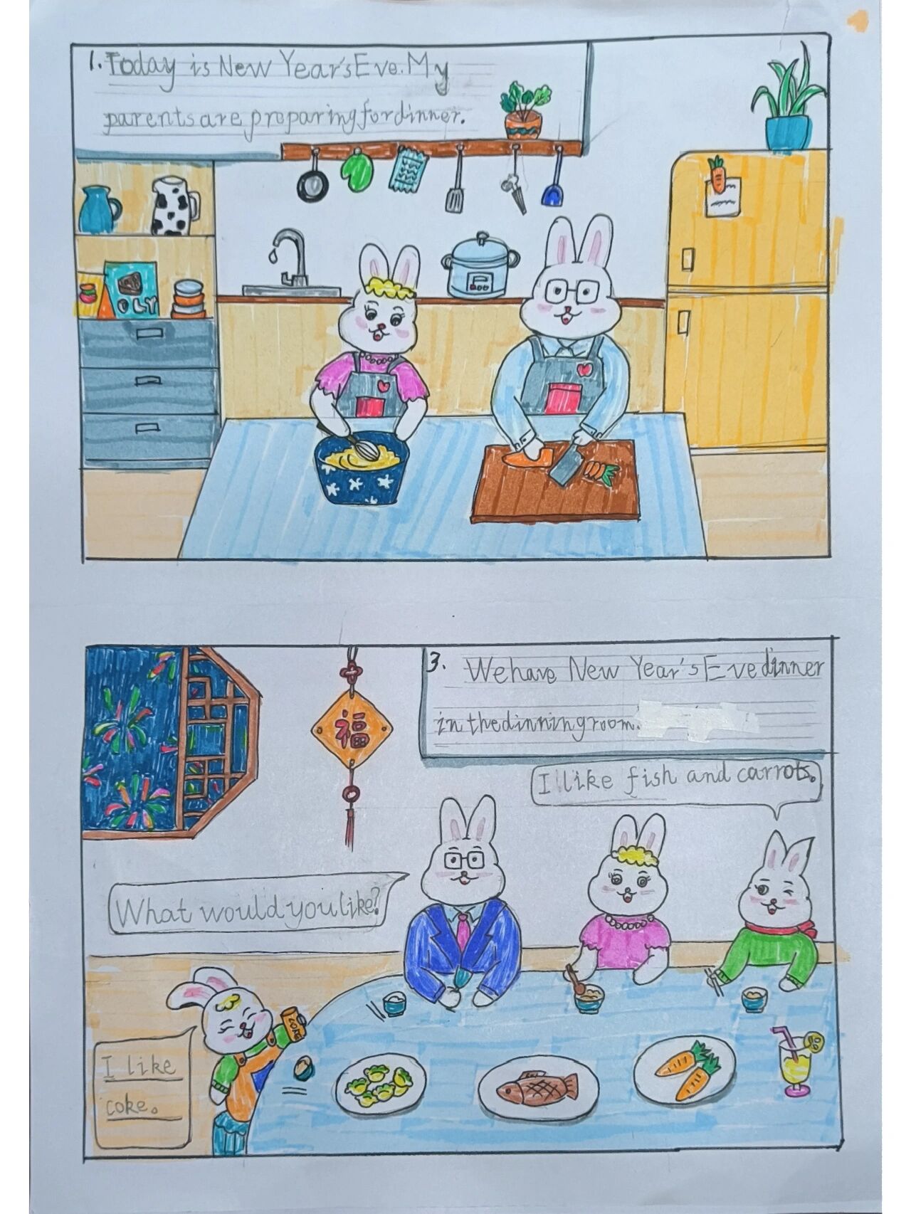 四年级英语寒假绘本-兔兔new years ev