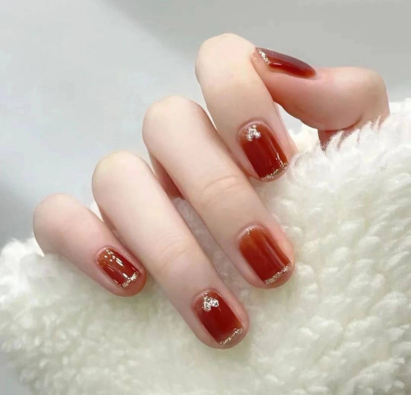 秋冬简约高级感金边美甲91 法式小金边太美了 有没有9191 想要