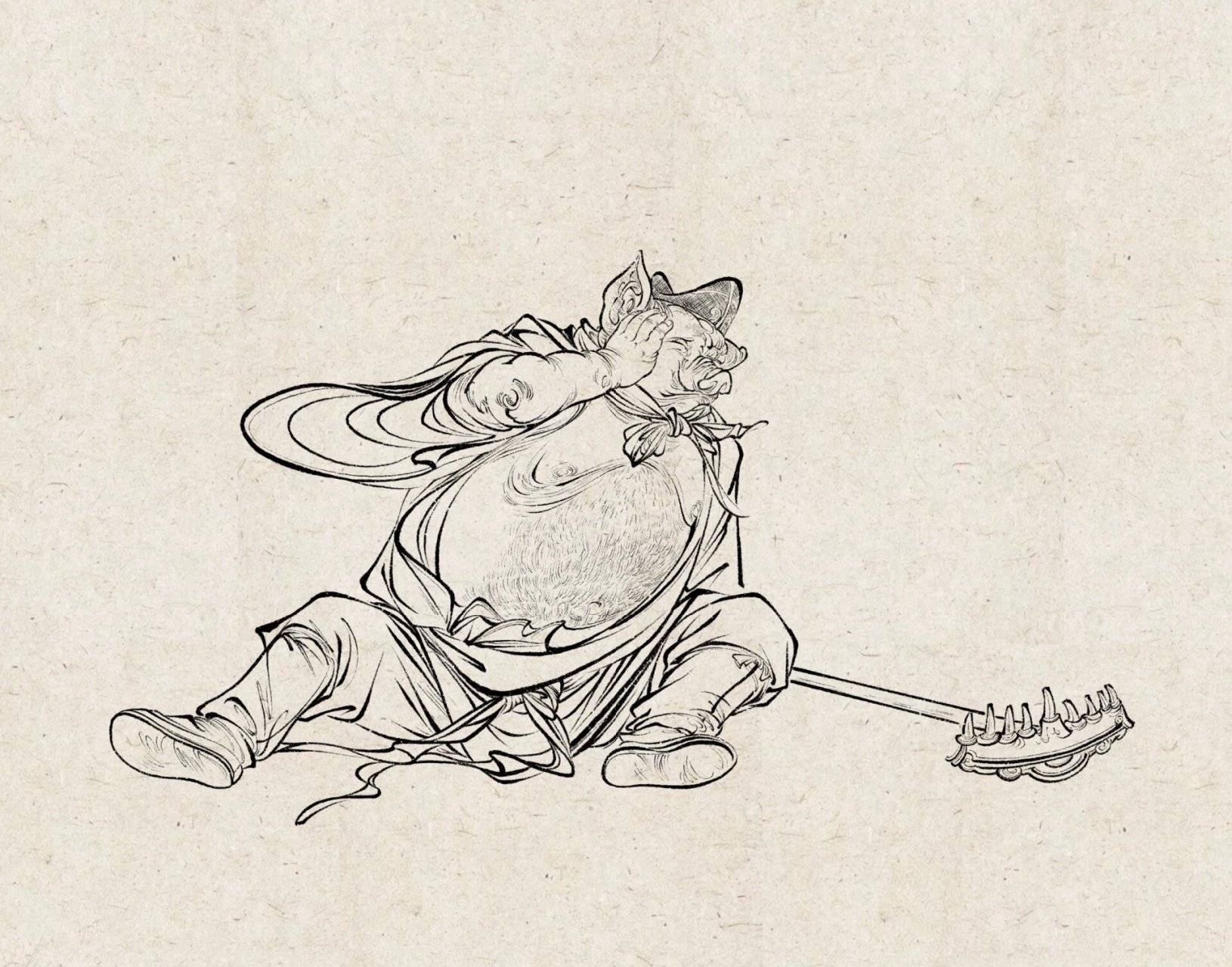 procreate白描西游记人物手稿系列 白描 猪八戒,画付爱民老师的画真是
