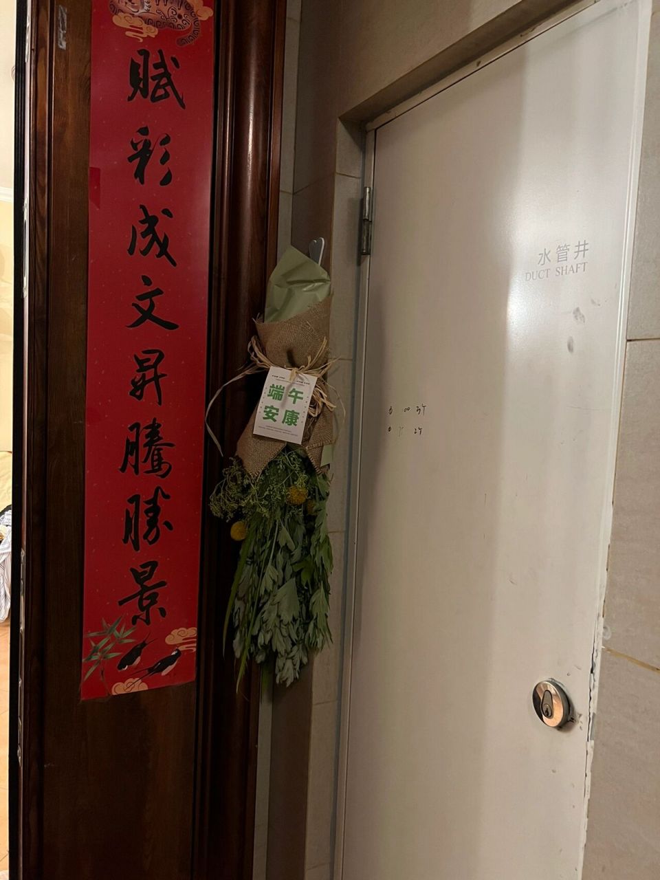 端午艾草门挂～ 第一次在家门口挂艾草,这一束这么美都不舍得挂外面