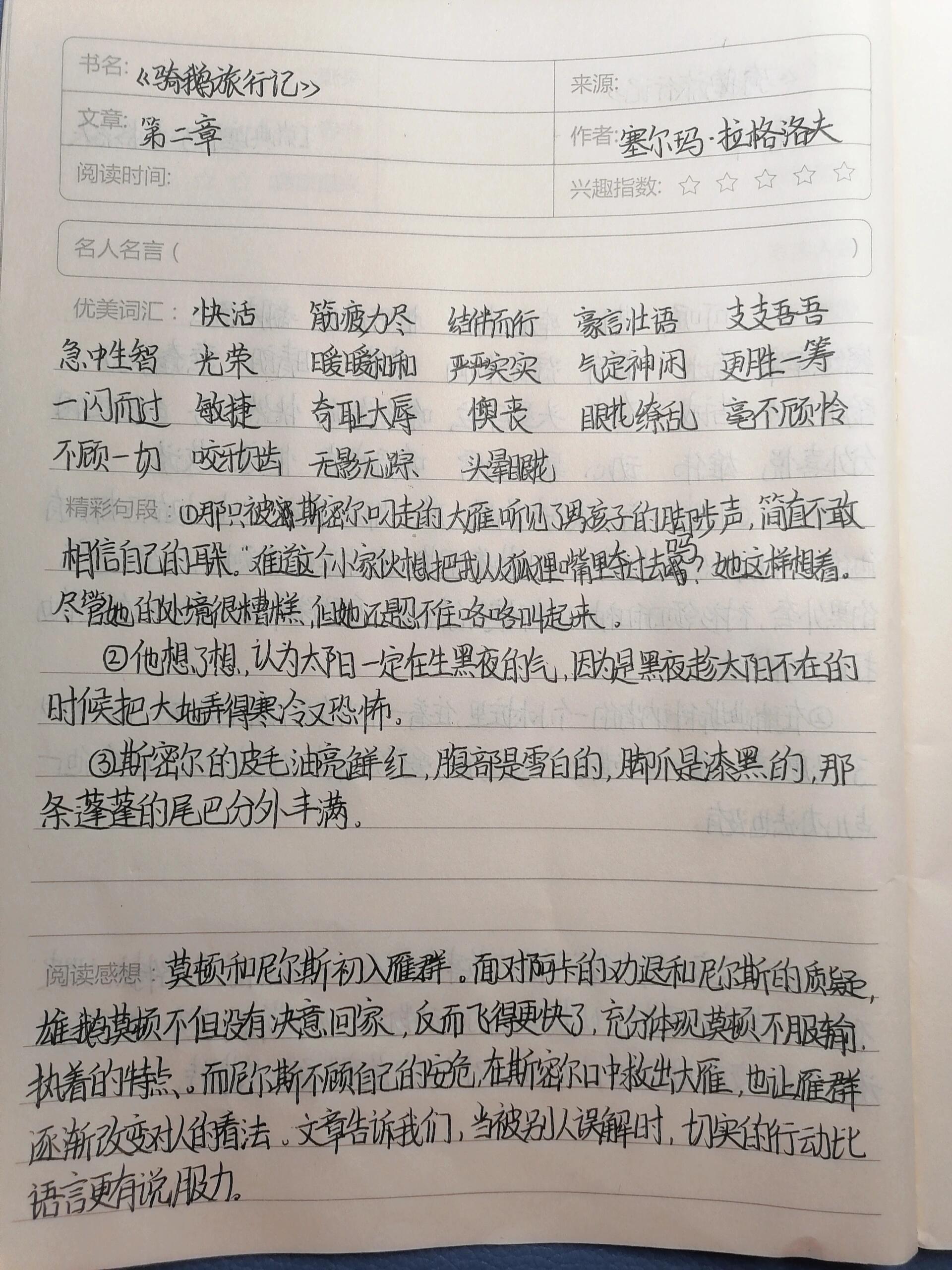 骑鹅旅行记摘抄笔记图片