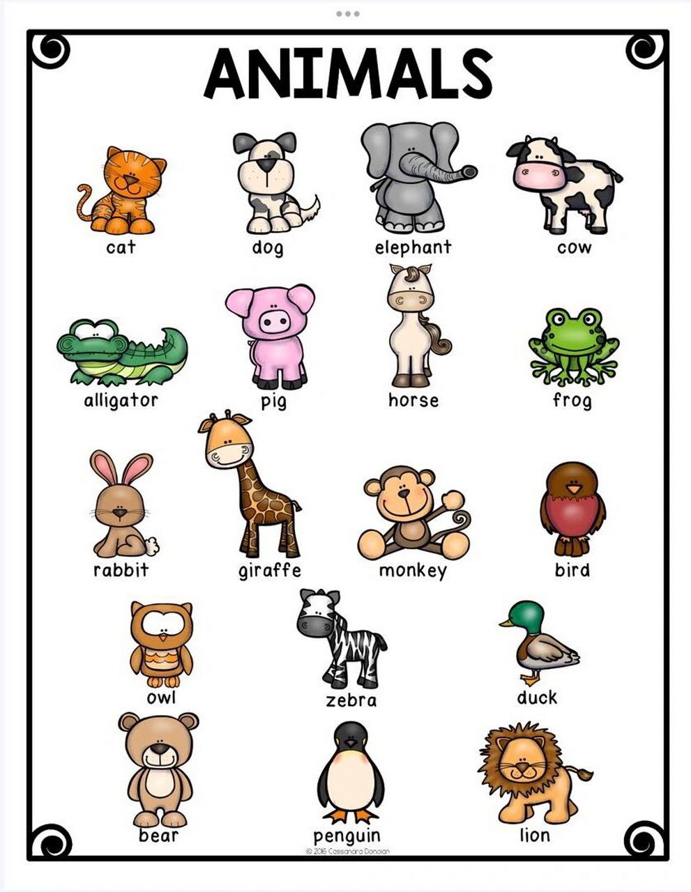 少儿英语词汇/animals动物(图文版) 73cat猫  dog狗   elephant大象