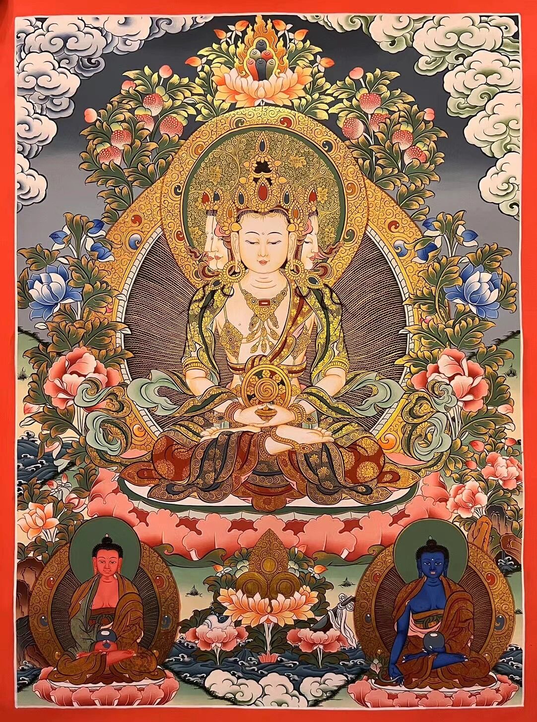 画芯60×44cm 收藏级精品, 尼泊尔唐卡名师buddha lama作品