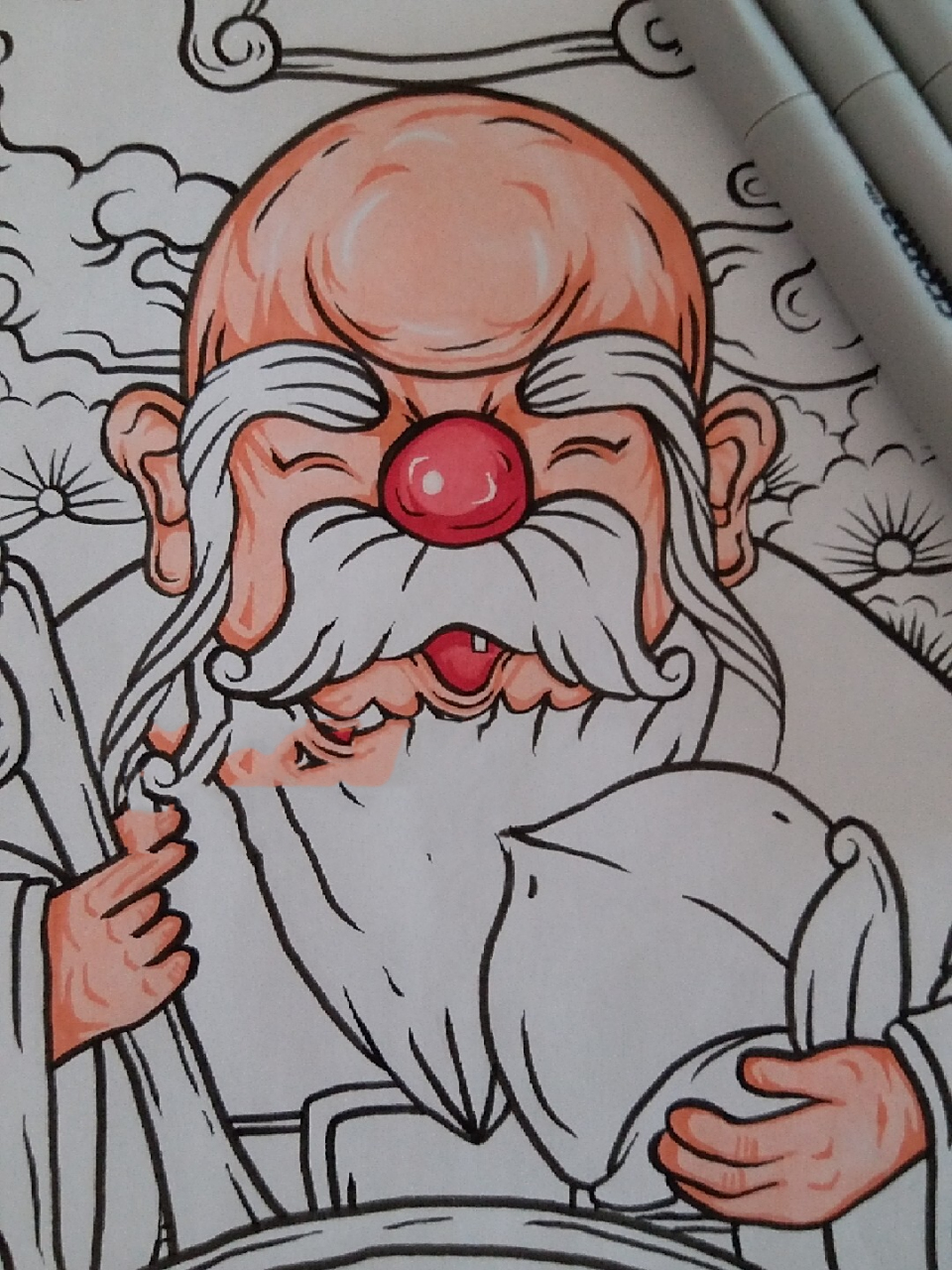 马克笔手绘老寿星(附过程图) 终于画完了