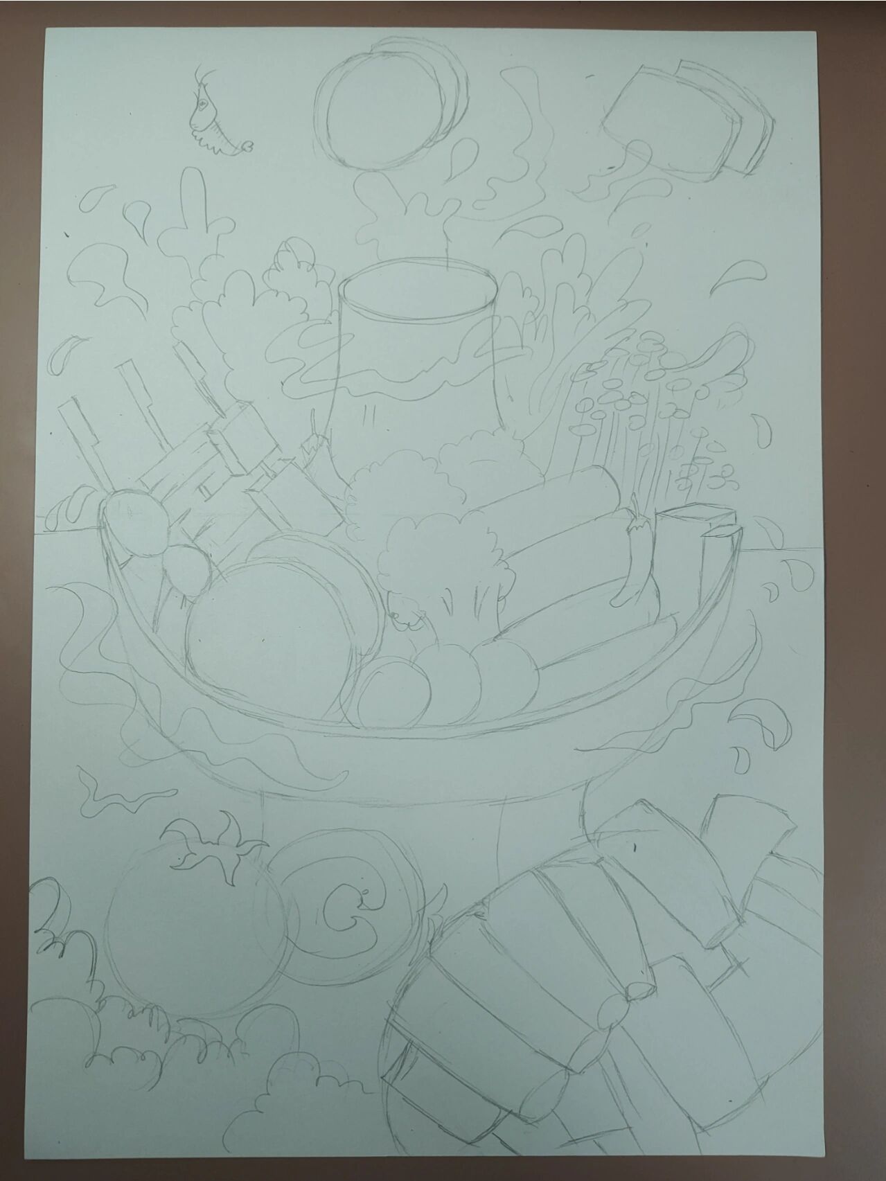 火锅马克笔画