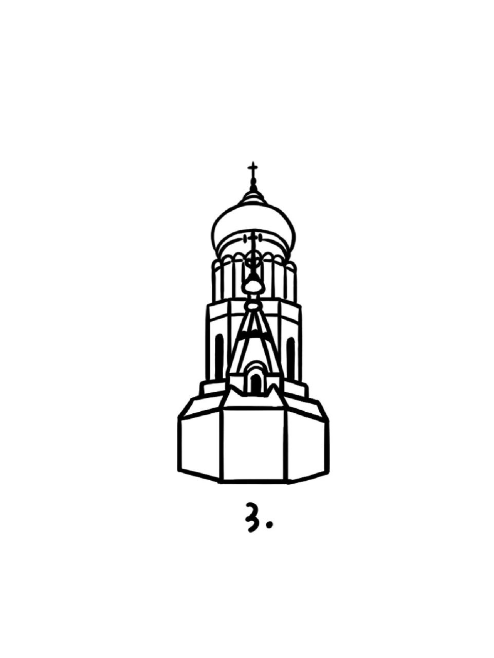 如何画圣索菲亚教堂|地标建筑简笔画教程46 地标建筑第46个-圣