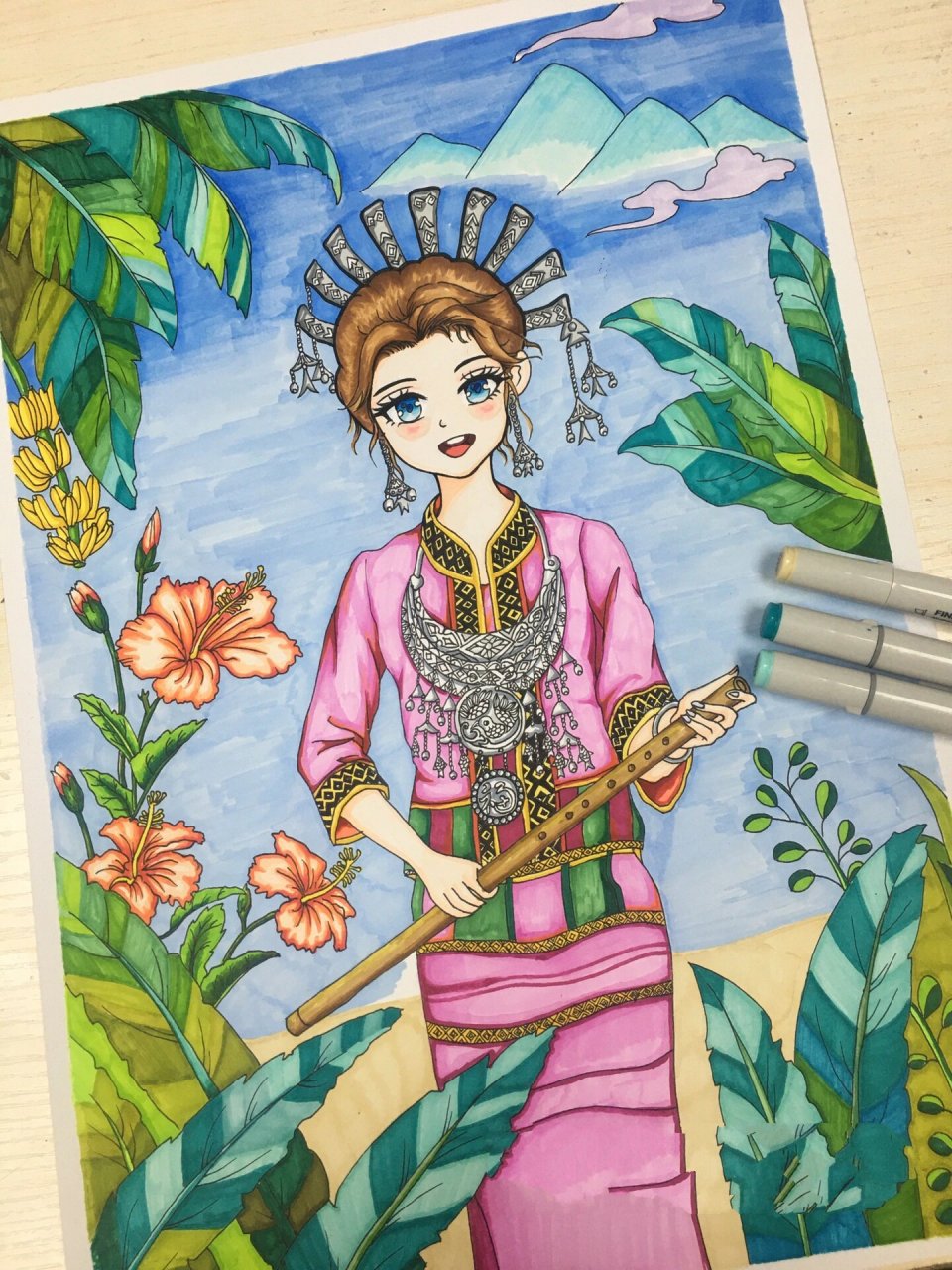 56个民族之黎族照片人物转动漫人物绘画   黎族,是海南岛最早的居民