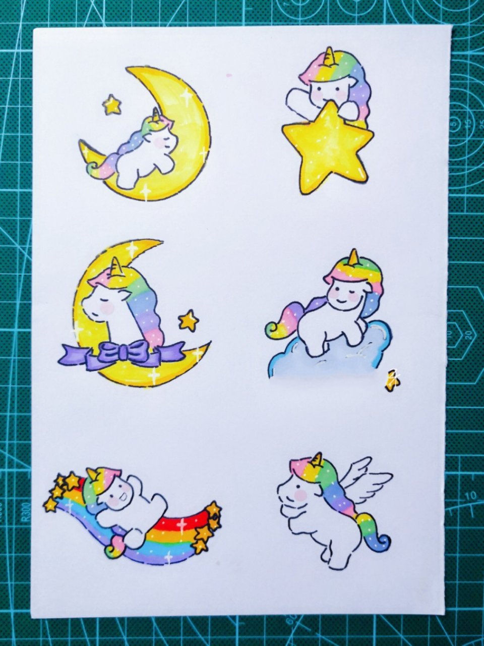 手帐素材独角兽(附简笔画过程) 一起来画梦幻独角兽吧,还可以做成贴纸