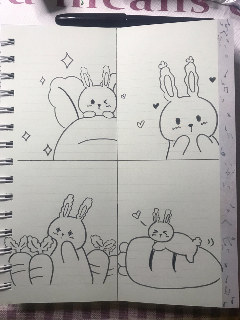 【小c做手帐】兔子和胡萝卜09简笔画 含上色 简简单单的手帐素材又