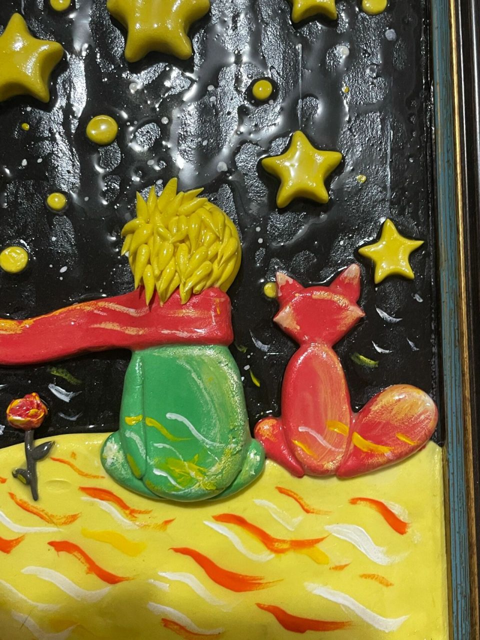 手作小王子超轻粘土浮雕画 小王子和他的玫瑰花