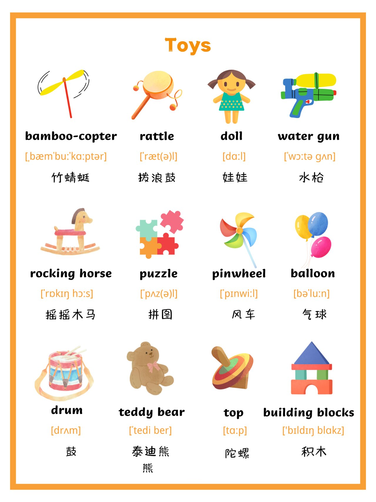 亲子英语day64【玩具篇1】高清闪卡