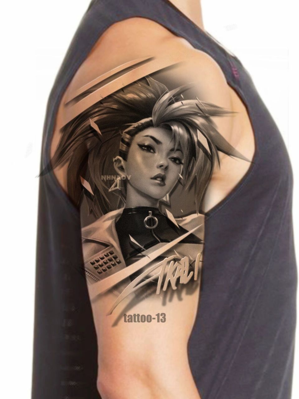 原创纹身手稿 kda阿卡丽 把你的本命英雄纹在身上吧 准备出一组kda