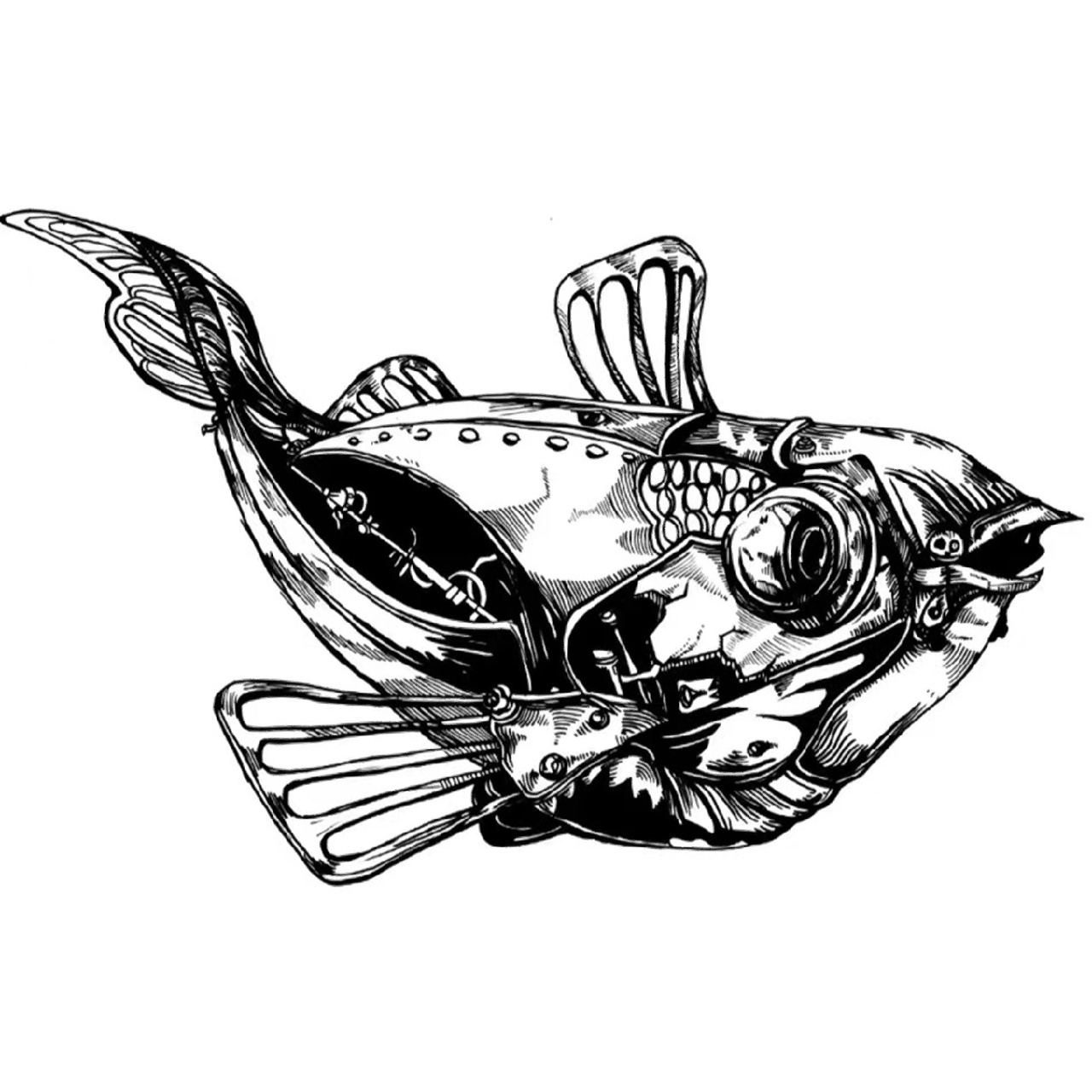 黑白装饰画·视觉传达设计·单体素材分享 今天为大家分享的是单体鱼