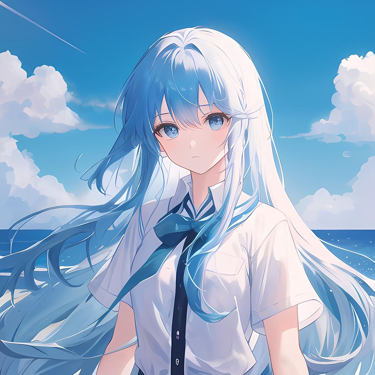 动漫女生头像# #动漫女头# #女生头像# #al绘画##蓝色系# #头像分享