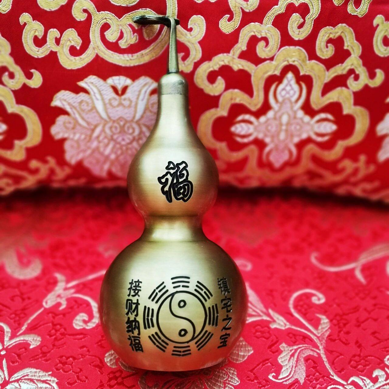 招财纳福 镇宅之宝 铜葫芦 纯铜葫芦风水摆件 八卦真品 家居玄关装饰