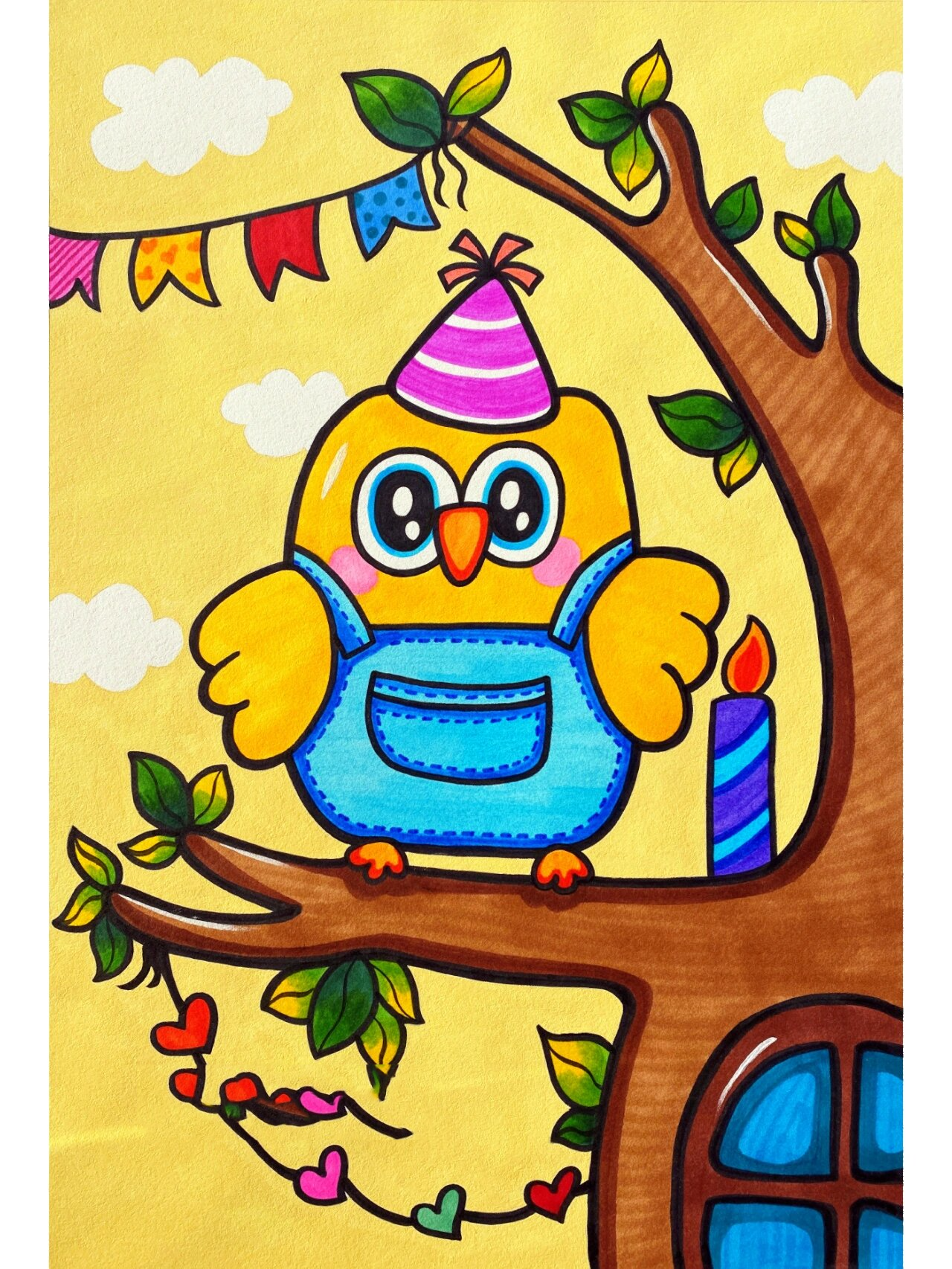 可爱的鸟 儿童画 创意画 简笔画