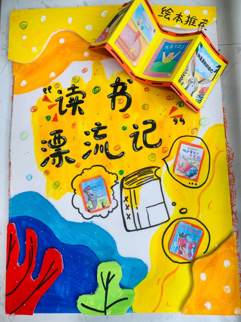幼儿园阅读节展板—读书漂流