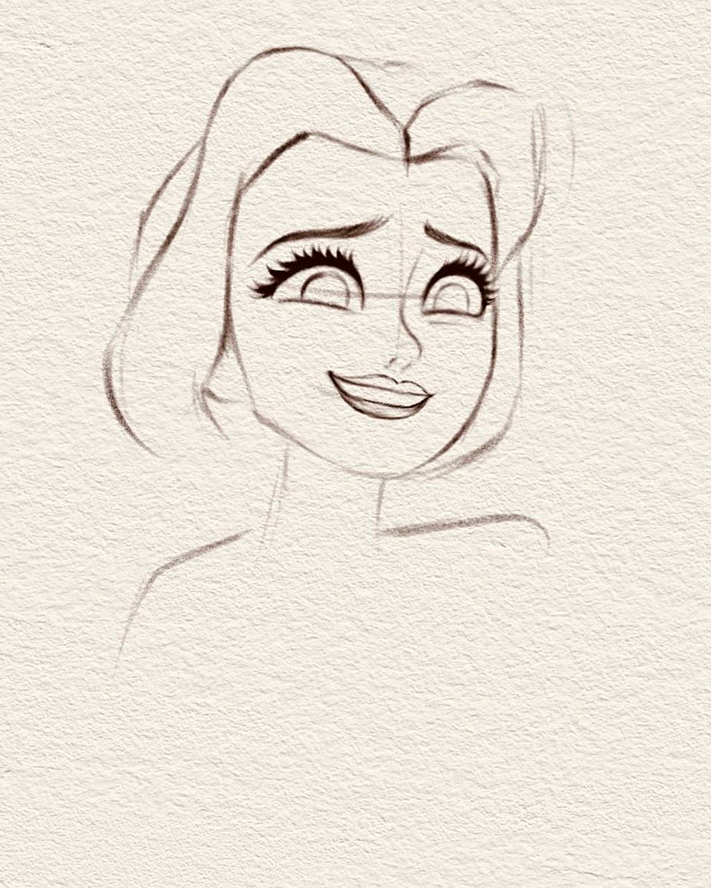 迪士尼贝儿公主手绘线稿步骤来啦 粉丝宝宝们可以来交作业啦