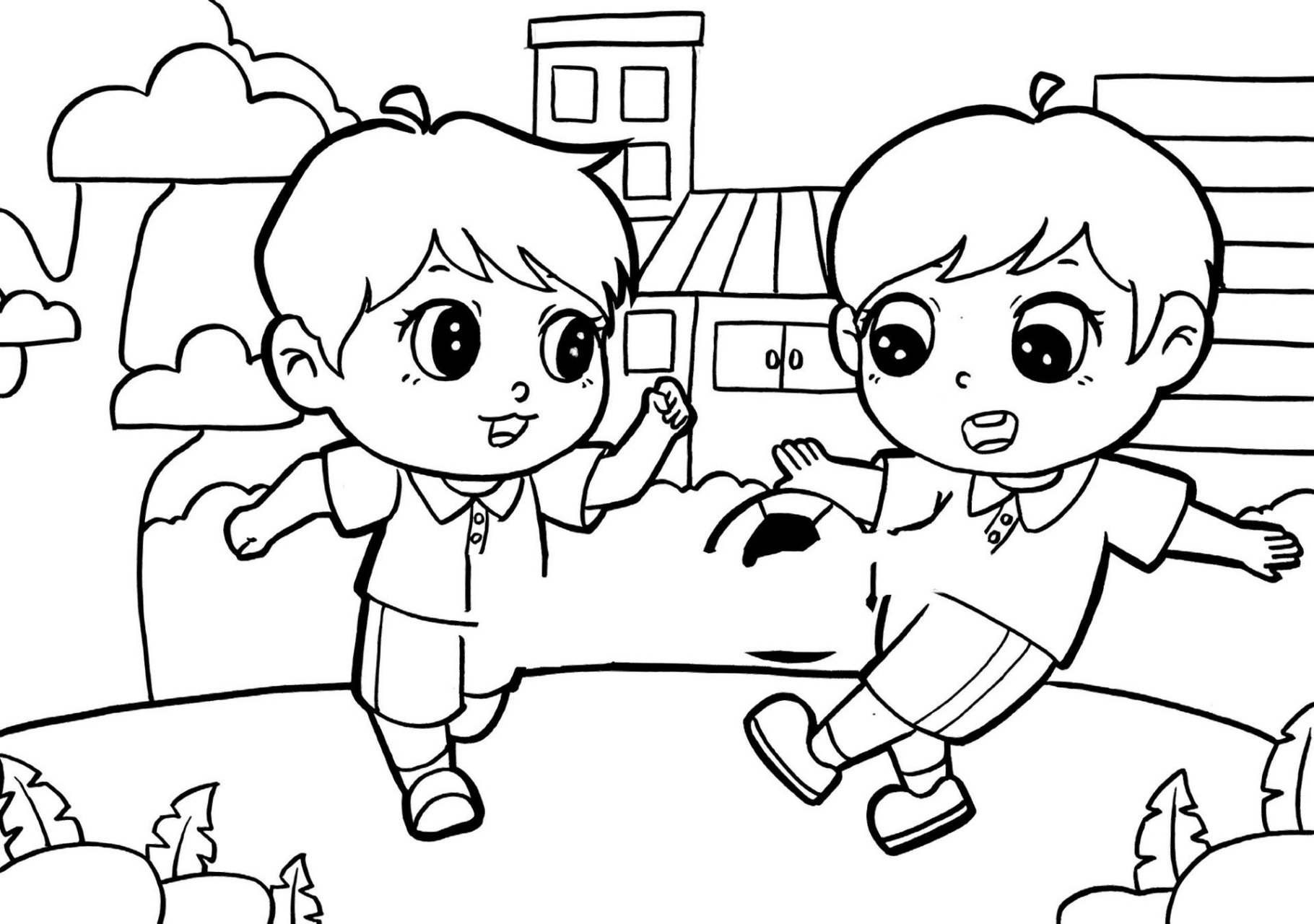 马克笔儿童画踢足球71 马克笔儿童画卡通画简笔画主题画踢足球 幼师