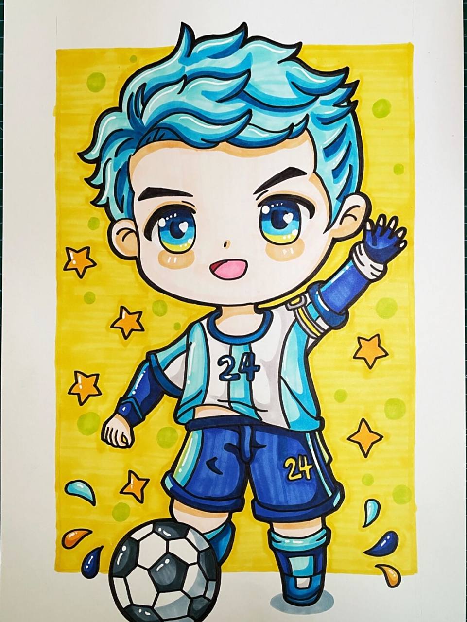 马克笔动漫足球7115小子 今日分享q版动漫,足球小子 马克笔:croma