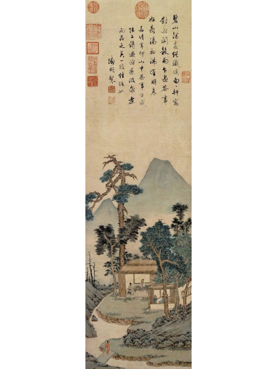 【文徵明 明《品茶图》】 【文徵明 明《品茶图》】 立轴,纸本设色