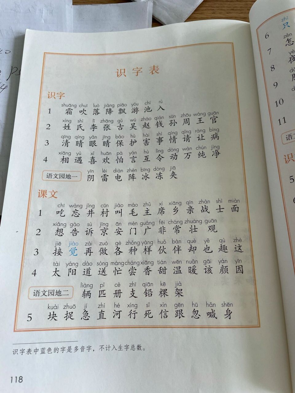 一年级下学期识字表图片