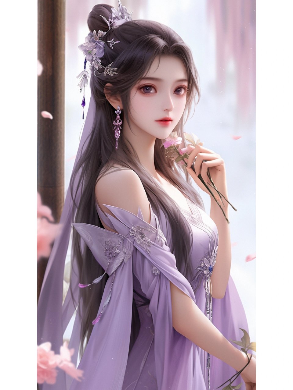 游戏角色美女,紫衣古风,古风头像