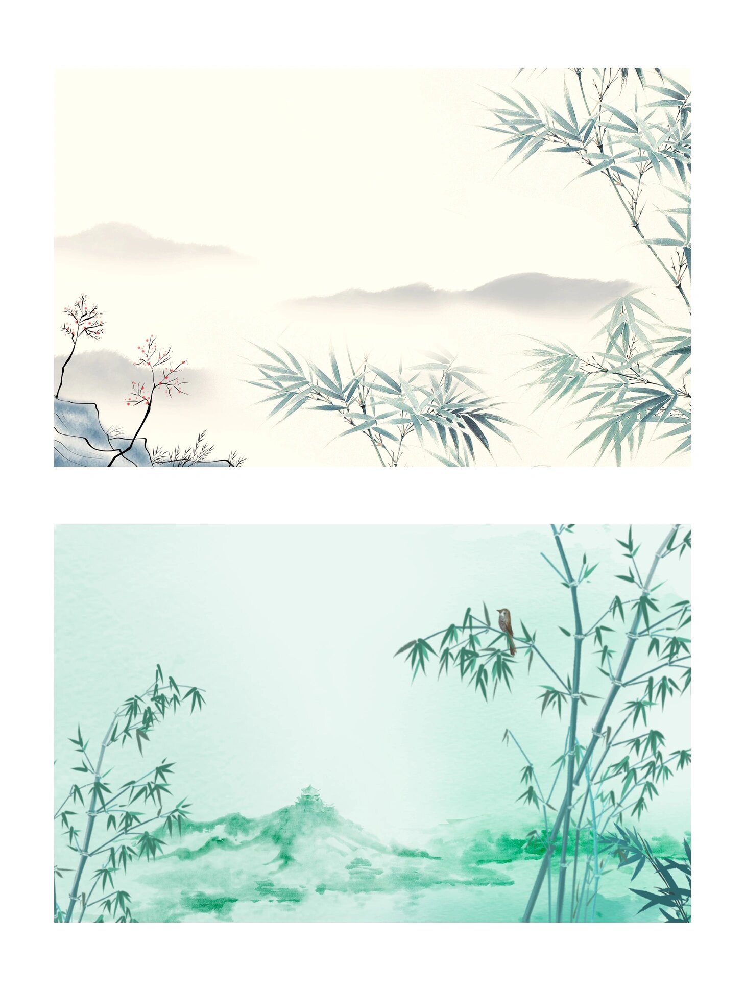 991-28背景素材|古风水墨风竹子背景99