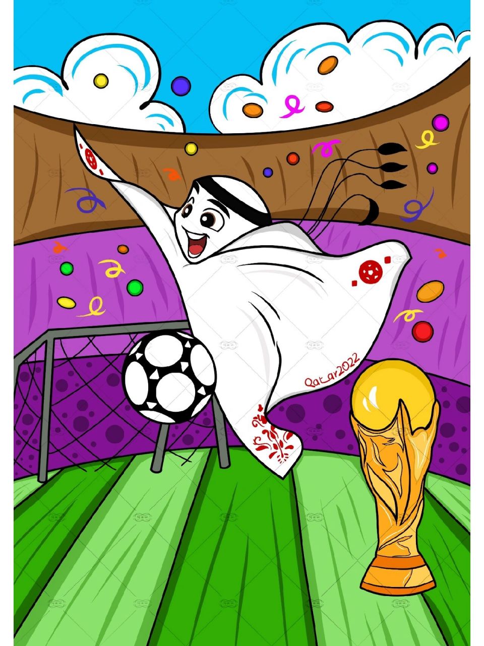 2022卡塔尔世界杯足球赛吉祥物绘画|6岁以上 今天一起来画2022世界杯