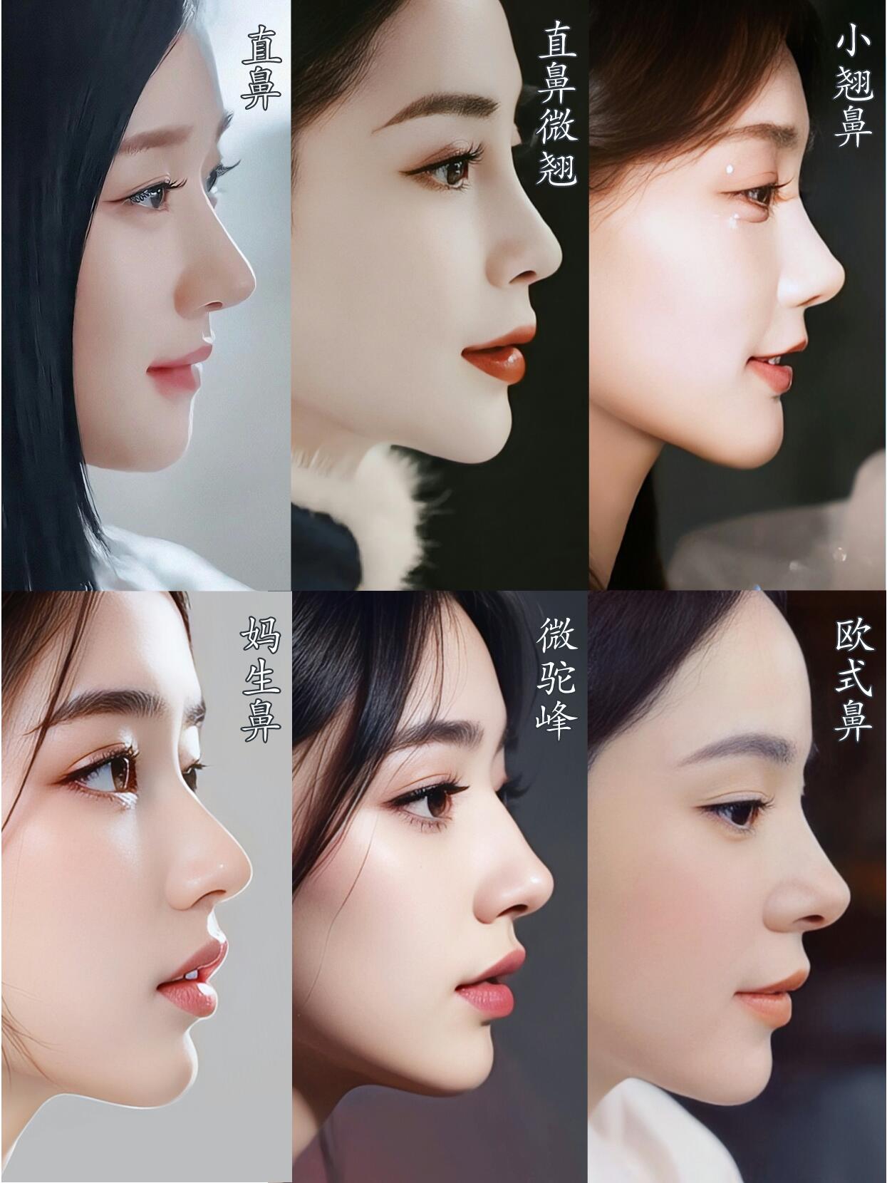 130°左右,鼻背呈一条直线,鼻尖较精致 2直鼻微翘 山根