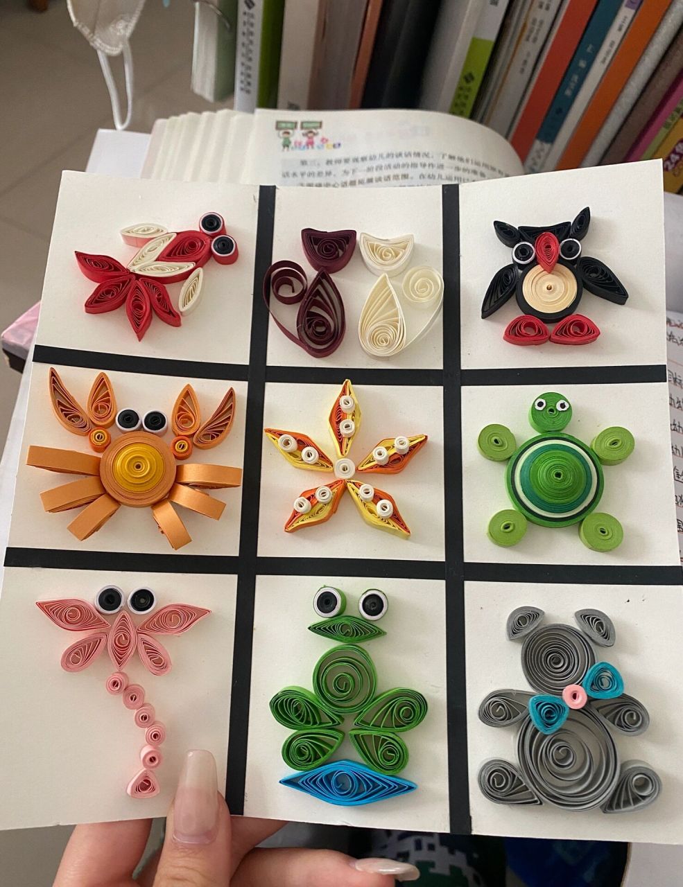 学前教育 衍纸画 学前教育 趣味动物衍纸九宫格