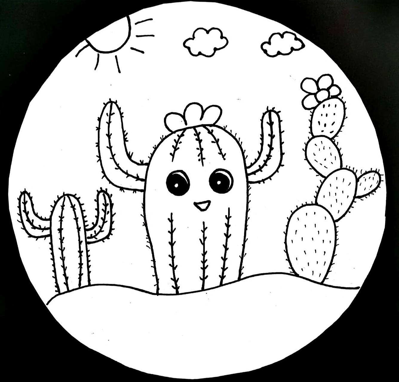 仙人掌—幼儿园简笔画 给仙人掌加上可爱的表情,小朋友很喜欢哦,练习