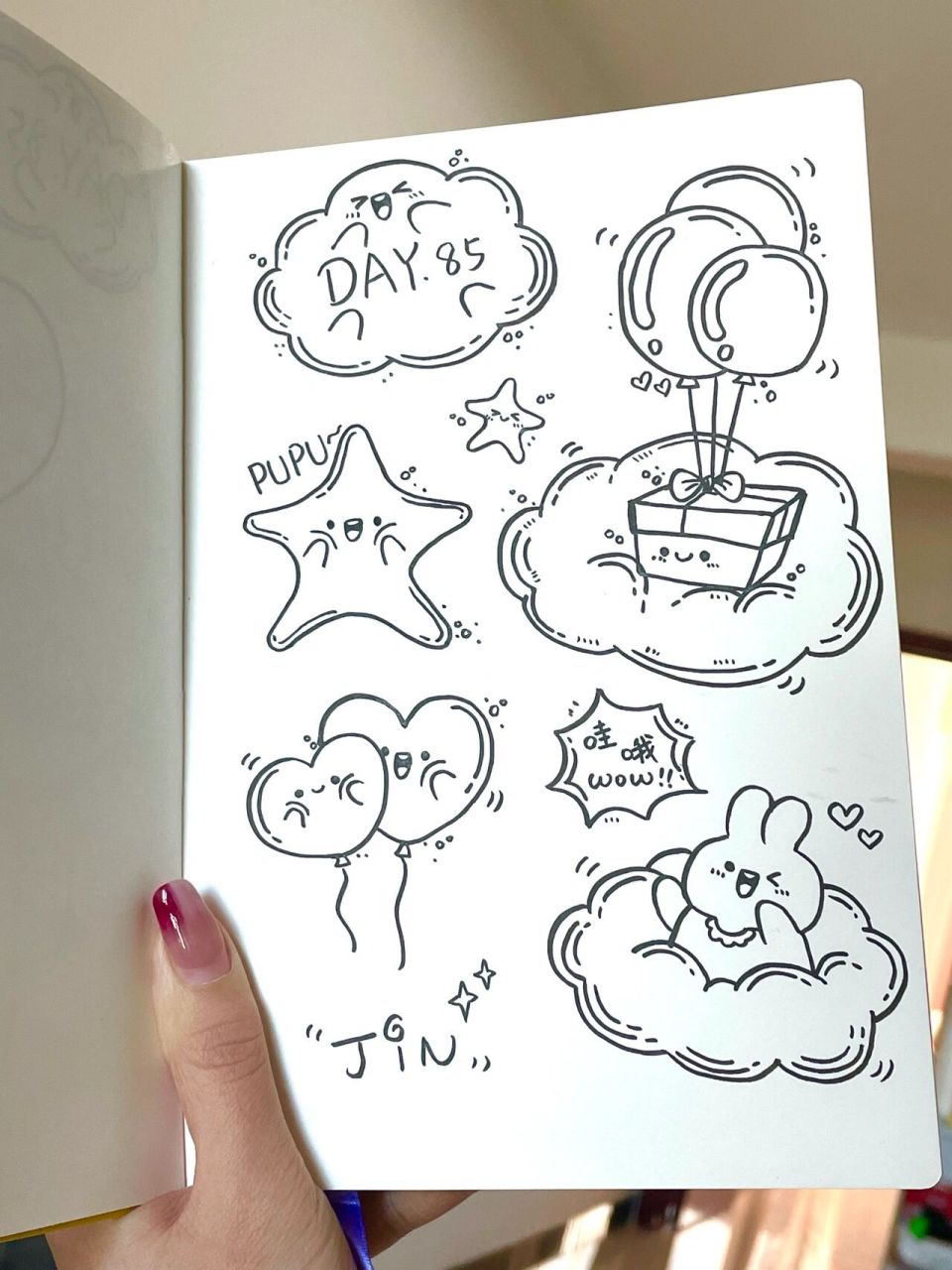 85/100简笔画|可爱的气球94小表情手帐素材 96打卡一张气球94小