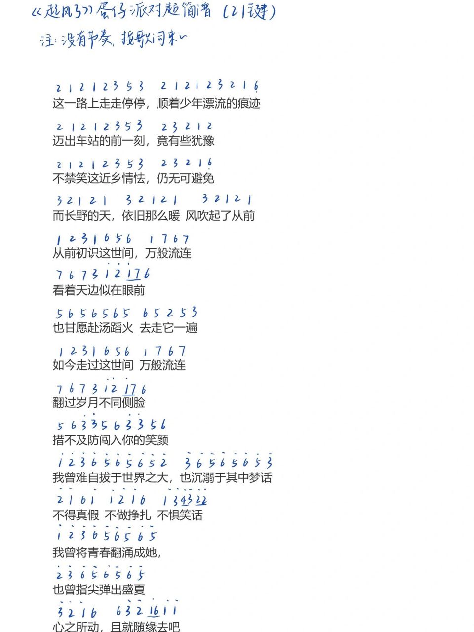 蛋仔派对演奏起风了超简谱! 火速出教程～这个用21排键哦 还想听什么