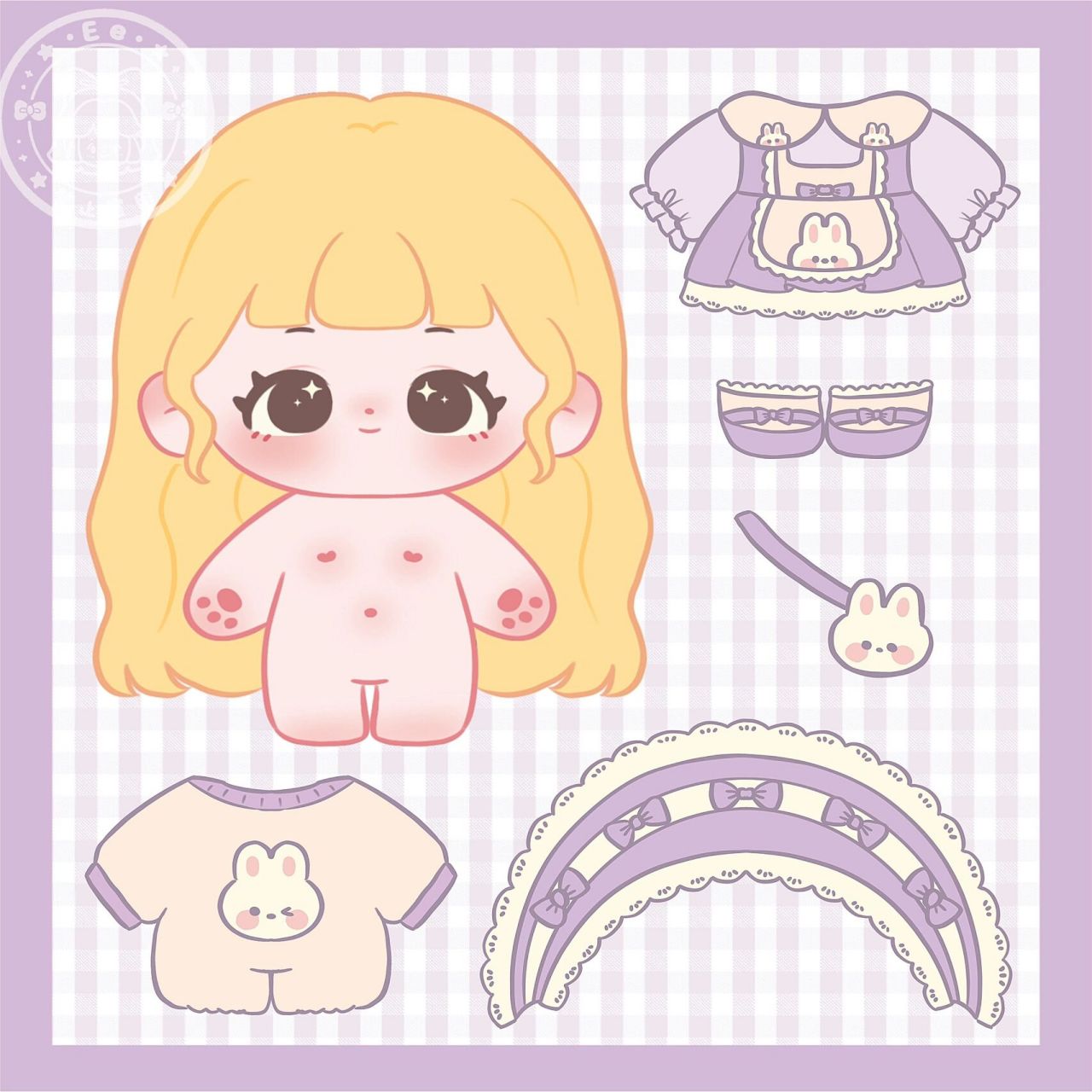 棉花娃娃换装贴纸③ 香芋紫兔兔 	 各领域可授权