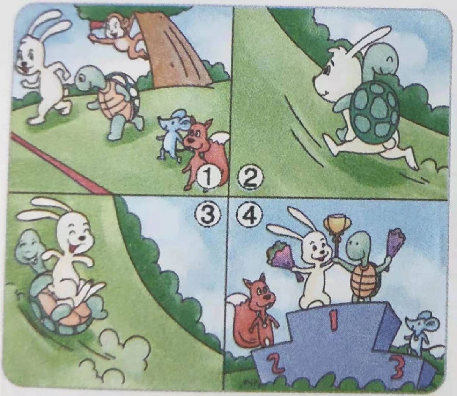 写话 新龟兔赛跑 春光明媚的一个早晨,森林里举行了一年一度的运动会