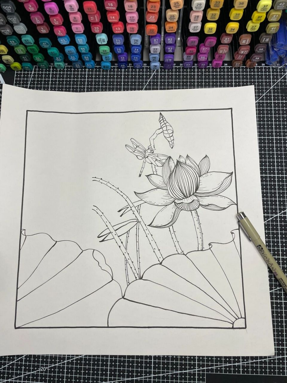 图五有彩蛋 可临摹 笔:樱花 #黑白装饰画# #荷花##线描# #白描