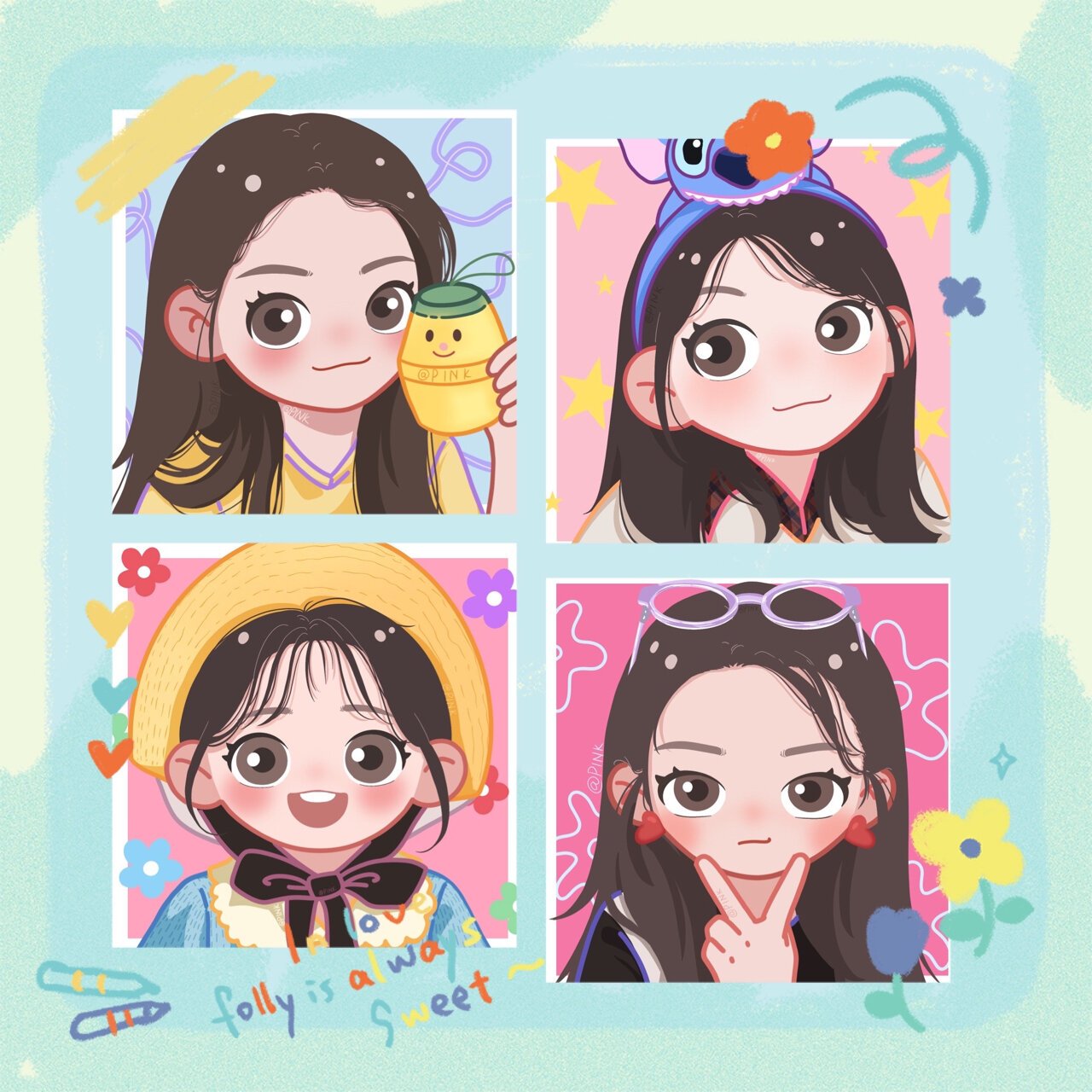 可爱头像|iu|李知恩 画了一组iu的卡通头像 知恩yyds!