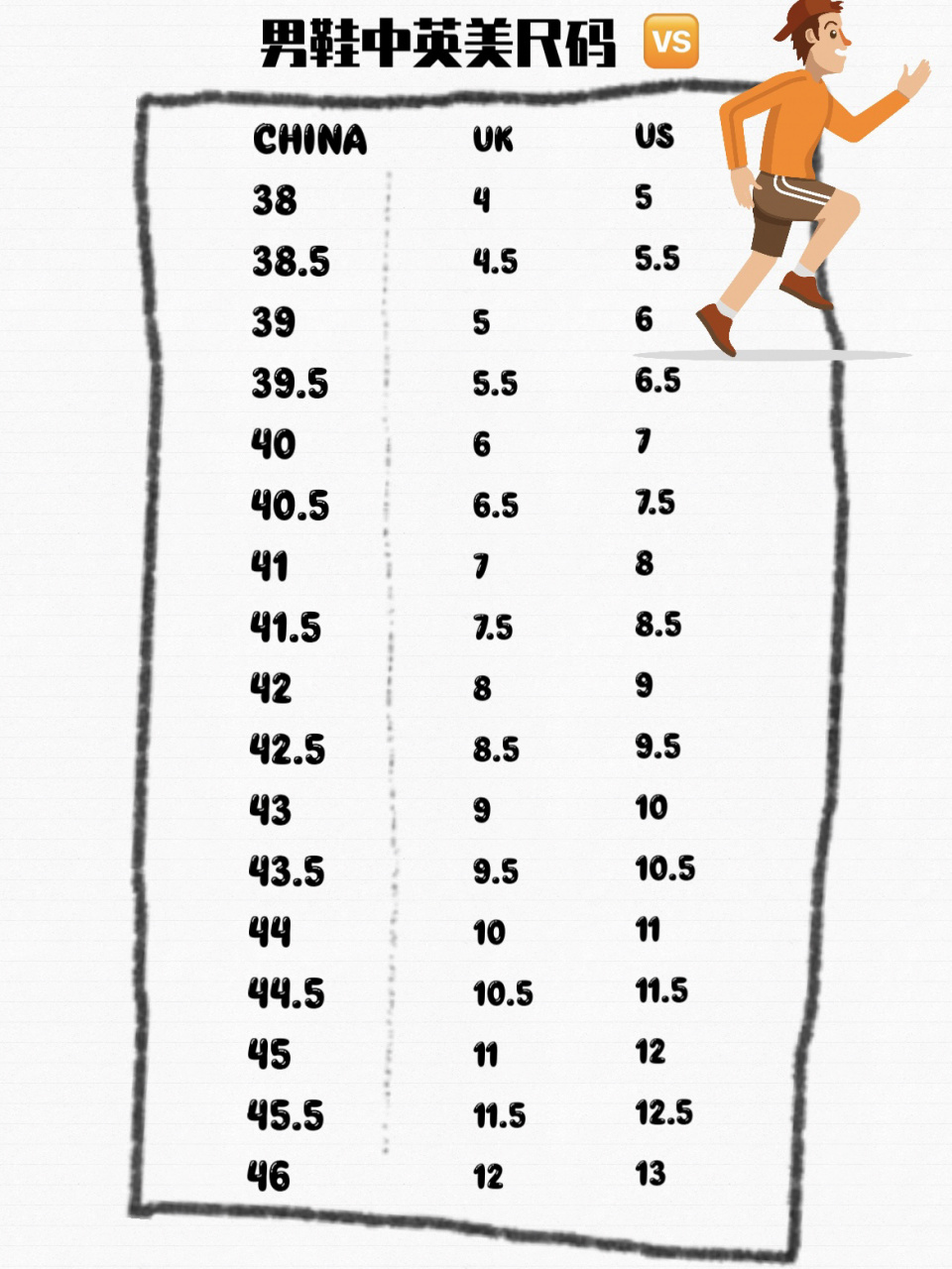 中英美男女鞋码对照表|买对尺码免退换6015