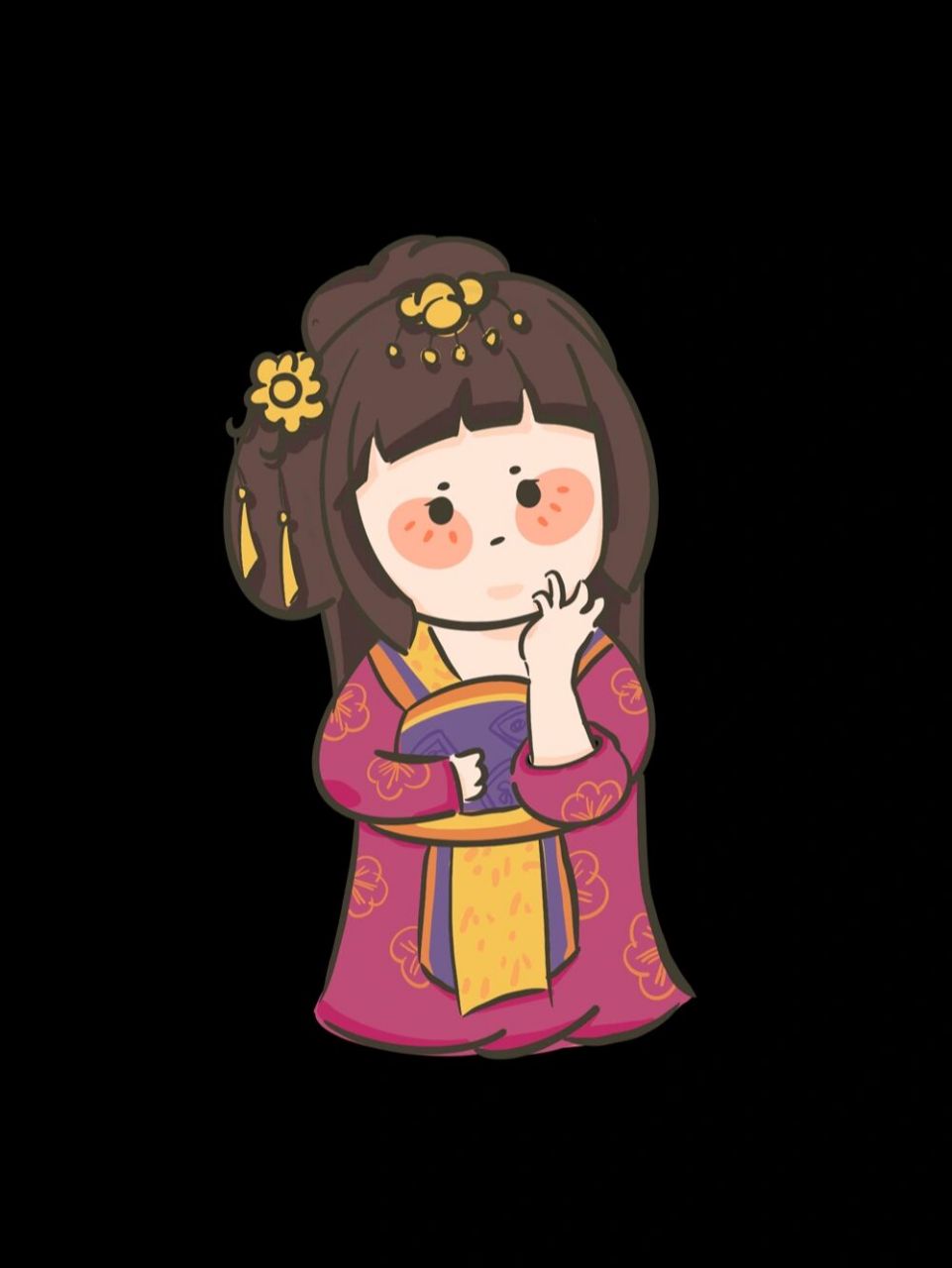 古风人物插画‖q萌唐朝仕女手绘人物画 97999799979997