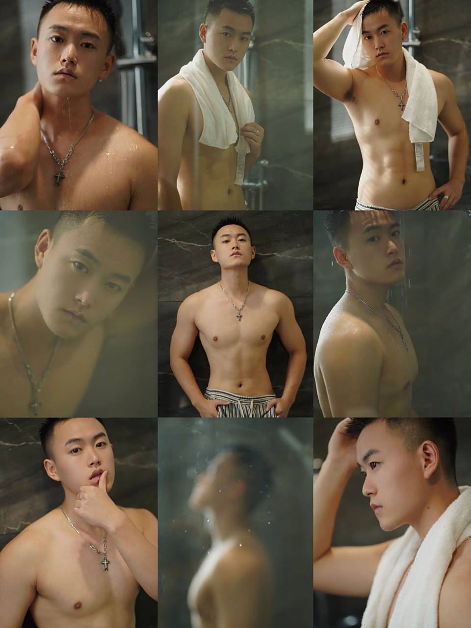 男生如何秀自己的腹肌浴室写真拿捏了 肌肉男怎么拍!