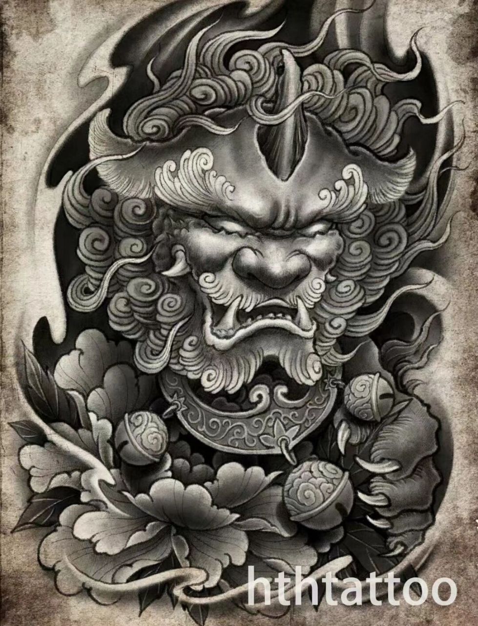 唐狮纹身  适合纹在手部/脚部