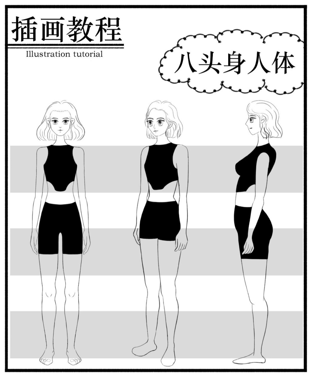 零基础插画教程 | 标准八头身人体 画人体啦95 第一步先从理论标准