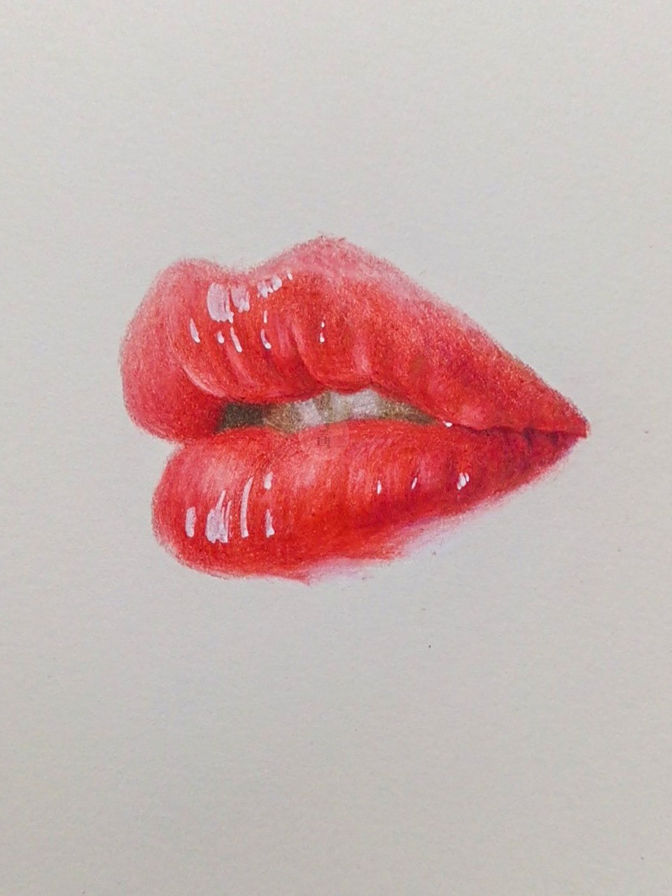 彩铅画 嘴唇附有步骤图 #画画的日常#0202#彩铅#0202#彩铅画