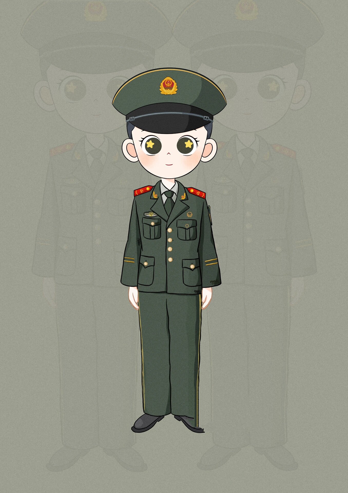 插画|q版武警|q版兵哥哥